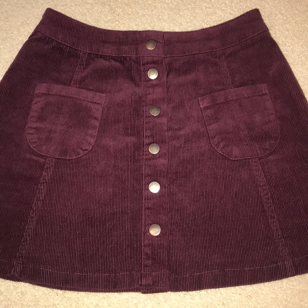 Brandy Melville Maroon Button Down Mini Skirt - image 2